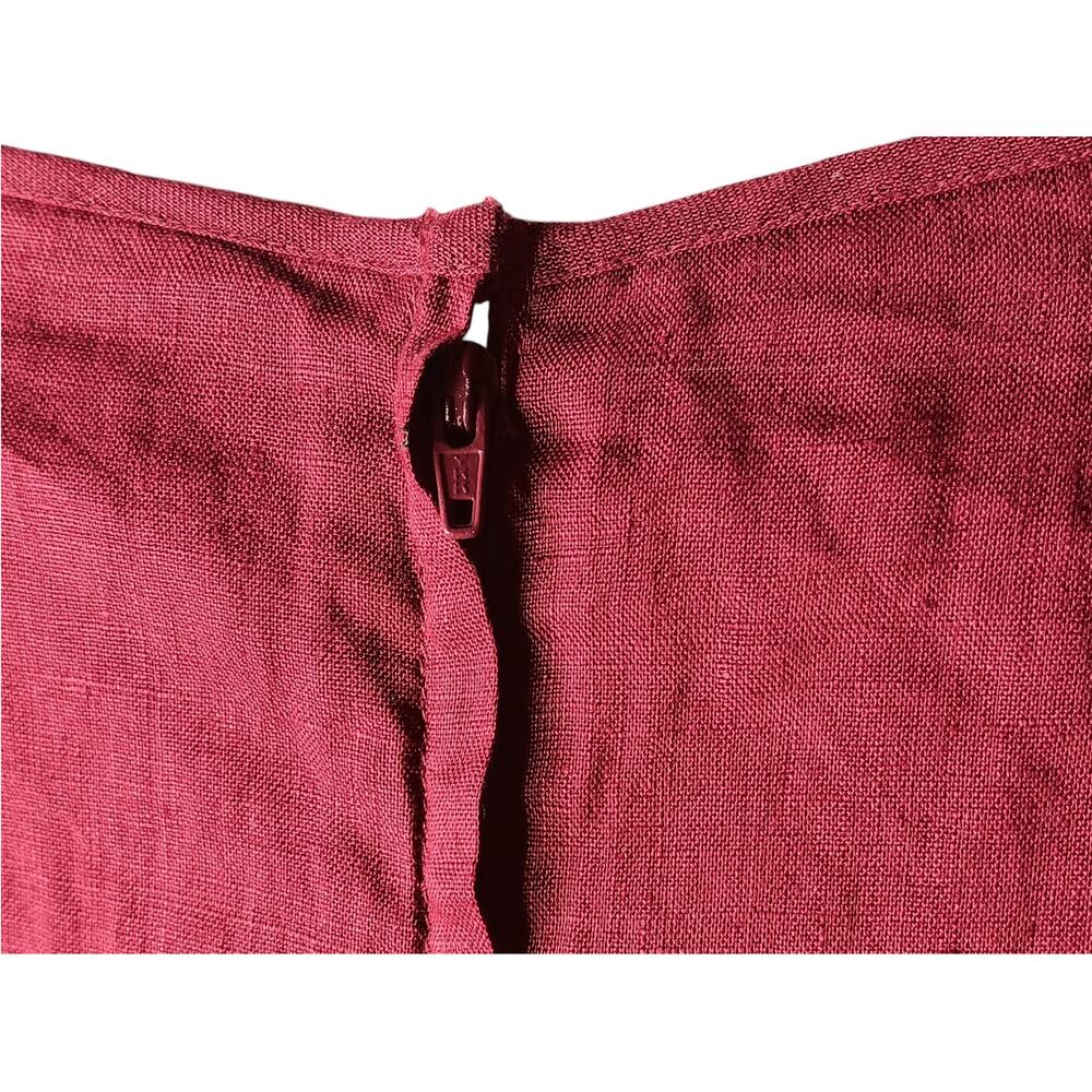 The Territory Ahead Linen Maxi Shift Dress Red Sleeveless V Neck 12 - Picture 11 of 15